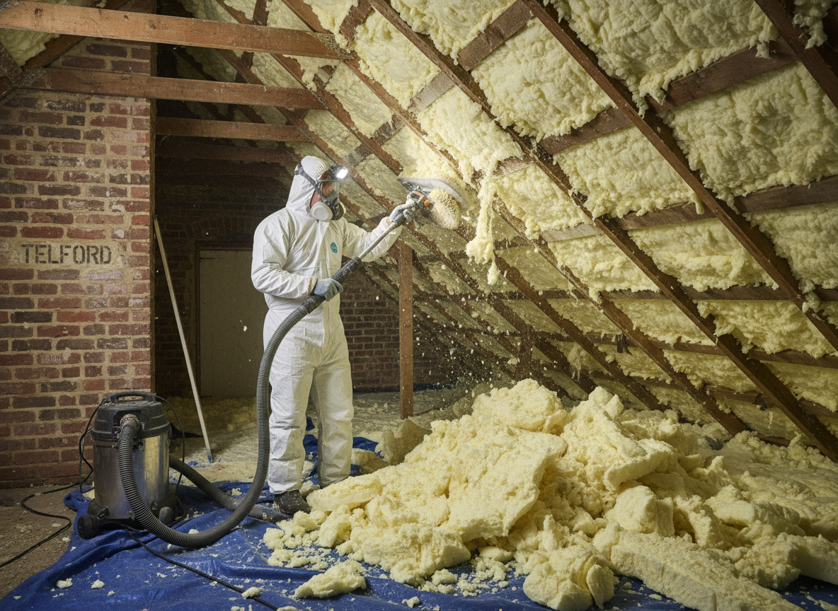 open cell spray foam removal in Telford