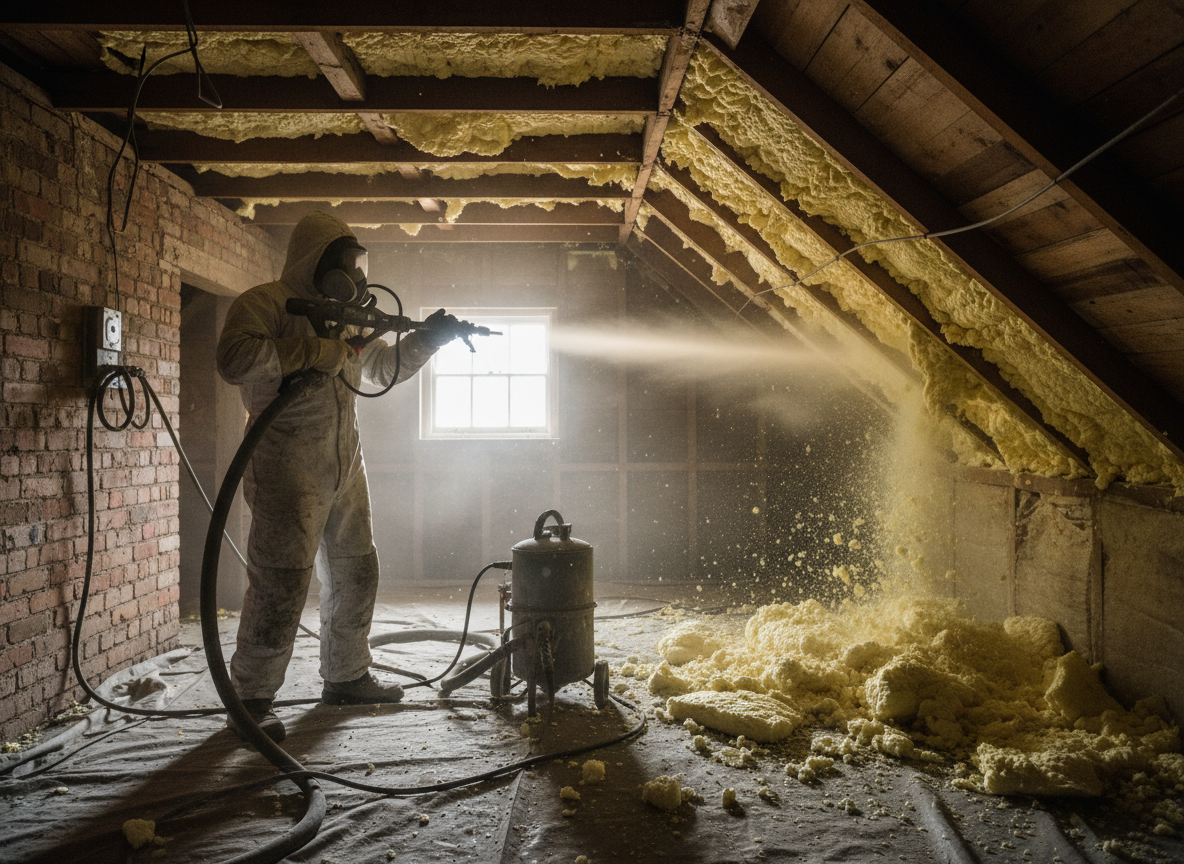 sand blasting spray foam insulation removal in Telford